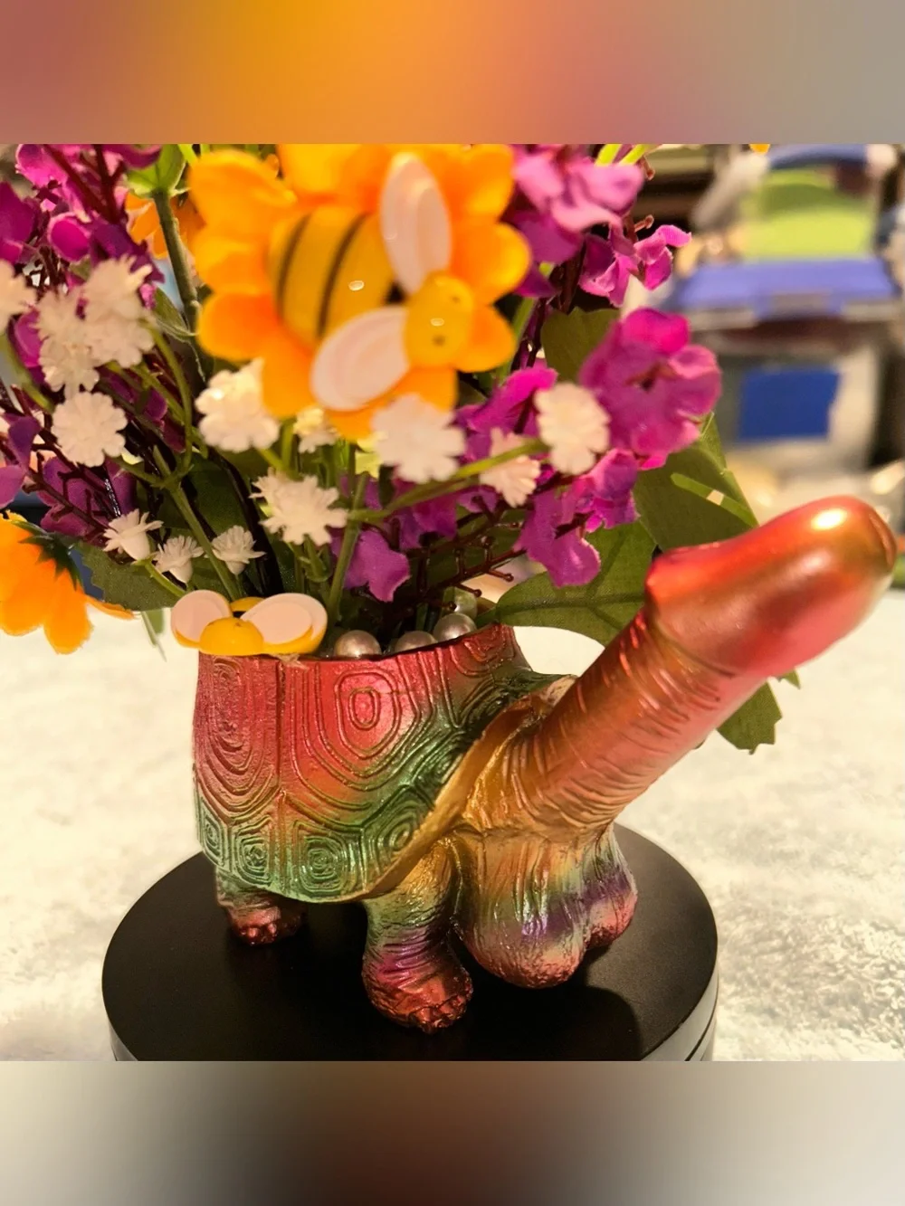 ADULT HUMOR SMALL FAUX FLORAL ARRANGEMENT/HANDCRAFTED